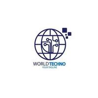 Projeto logotipo mundo tecnologia vetor ilustração