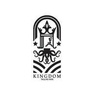 Projeto logotipo vintage reino vetor ilustração