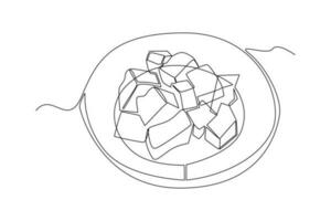 contínuo 1 linha desenhando coreano cozinha conceito. solteiro linha desenhar Projeto vetor gráfico ilustração.