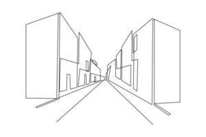 solteiro 1 linha desenhando moderno cidade Horizonte. cidade conceito. contínuo linha desenhar Projeto gráfico vetor ilustração.