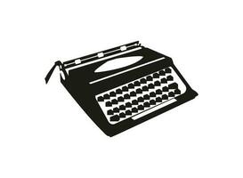 máquina de escrever mão desenhando vetor ilustração. alta qualidade Prêmio colorida vintage retro velho máquina de escrever. máquina de escrever ícone com botões alfabeto Projeto.