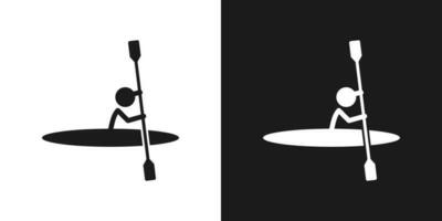 canoagem ícone pictograma vetor Projeto. bastão figura homem canoa cavaleiro com remo vetor ícone placa símbolo pictograma. água Esportes conceito