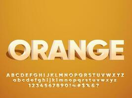 3d laranja moderno elegante texto efeito vetor