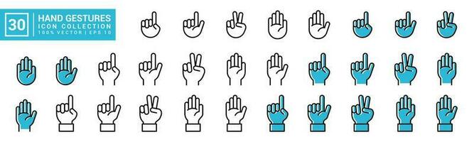 coleção ícone do mão gesto, gesto, acenando, editável e redimensionável eps 10. vetor