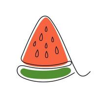 fatia Melancia tropical fruta ou baga com colorida formas linha arte estilo.vetor ilustração para cartão, poster, logotipo vetor