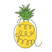 abacaxi todo tropical fruta linha arte com colorida formas.vetor ilustração para cartão, poster, logotipo vetor