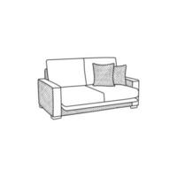 confortável sofá ícones, linha arte estilo, interior ,logotipo Projeto modelo vetor
