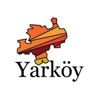 mapa do yarkoy em branco isolado fundo, com nomeado regiões e viagem ícones, ilustração vetor Projeto modelo