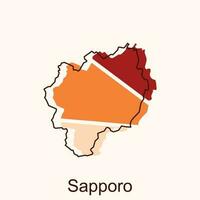 sapporo Alto detalhado ilustração mapa, Japão mapa, mundo mapa país vetor ilustração modelo