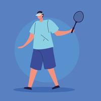 homem jogando tênis personagem avatar vetor