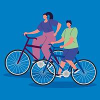 casal em personagem de avatar de bicicleta vetor