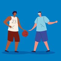 homens jogando basquete personagem avatar vetor