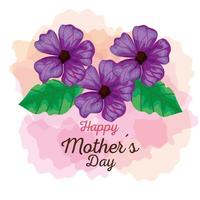 cartão de feliz dia das mães com decoração de flores vetor