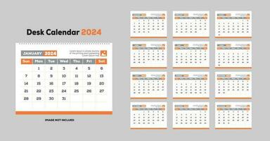 livre escrivaninha calendário 2024 vetor