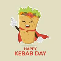 vetor gráfico do super Kebab embrulho personagem desenho animado mascote, adequado para Kebab dia