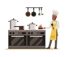 chef cozinhando em design de personagens de restaurante vetor
