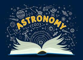 astronomia livro didático, escola livro, espaço quadro-negro vetor