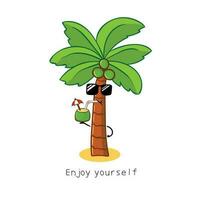 fofa coco árvore mascote personagem vetor ilustração cor crianças desenho animado clipart