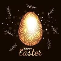cartão de feliz páscoa com decoração de ovo de ouro vetor