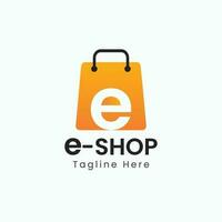 e-shop logotipo Projeto vetor modelo para conectados fazer compras logotipo conceito