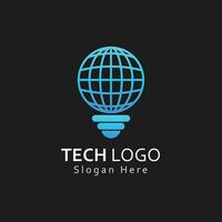 tecnologia logotipo com global Projeto vetor modelo