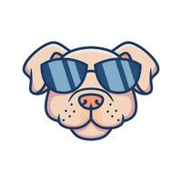 fofa cachorro face logotipo com oculos de sol isolado em branco fundo vetor