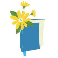 livro com flores vetor plano ilustração ícone... leia livros amante. Educação, alfabetização, livro dia. relaxante Tempo para lendo