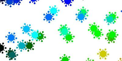 padrão de vetor verde azul claro com elementos de coronavírus