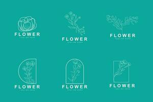 floral logotipo, folhas e flores botânico jardim vetor, floral Projeto do vida vetor