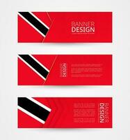 conjunto do três horizontal faixas com bandeira do trinidad e tobago. rede bandeira Projeto modelo dentro cor do trinidad e tobago bandeira. vetor