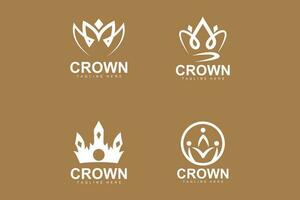 coroa logotipo, real rei vetor, minimalista simples projeto, ilustração símbolo vetor