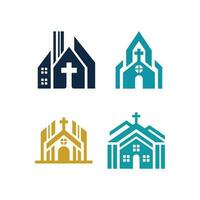 conjunto do Igreja construção ícone logotipo vetor ilustração, ilustração vetor gráfico coleção Projeto modelo