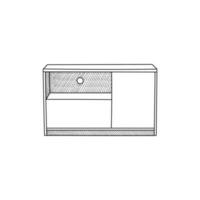televisão mesa com gaveta ícone projeto, elemento gráfico interior mobília ilustração modelo vetor