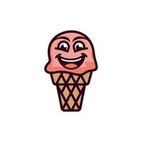 ilustração do gelo creme cone mascote personagem com sorrir face projeto, engraçado enfrentou peixe gelo creme, vetor ilustração arte