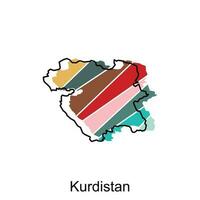 mapa do curdistão administrativo, país do Eu corri departamentos com ícones, ilustração Projeto modelo vetor
