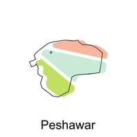 mapa do Peshawar moderno com esboço estilo vetor projeto, mundo mapa internacional vetor modelo
