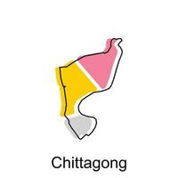 mapa do Chittagong colorida geométrico ilustração projeto, Alto detalhado vetor mapa do Bangladesh