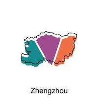 Alto detalhado vetor mapa do Zhengzhou moderno contorno, logotipo vetor Projeto. abstrato, desenhos conceito, logotipo, logótipo elemento para modelo.
