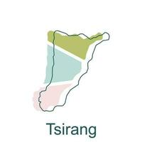 moderno mapa do tsirang geométrico colorida simples ilustração Projeto modelo, Butão mapa. Estado e distrito mapa do Butão vetor