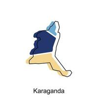 caraganda cidade república do Cazaquistão mapa vetor ilustração, vetor modelo com esboço gráfico esboço estilo isolado em branco fundo