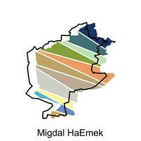 migdal haemek mapa ícone vetor ilustração, mapa é em destaque em a Israel país, ilustração Projeto modelo