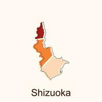 mapa do shizuoka vetor Projeto modelo, nacional fronteiras e importante cidades ilustração