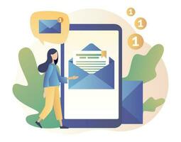 o email serviço, o email marketing. moderno plano desenho animado estilo. vetor ilustração