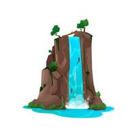 desenho animado cachoeira, água outono e cascata córregos vetor