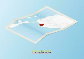 guardada papel mapa do Equador com vizinho países dentro isométrico estilo. vetor