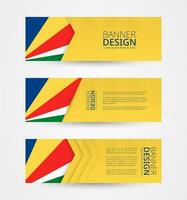 conjunto do três horizontal faixas com bandeira do seychelles. rede bandeira Projeto modelo dentro cor do seychelles bandeira. vetor