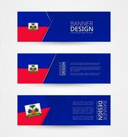 conjunto do três horizontal faixas com bandeira do Haiti. rede bandeira Projeto modelo dentro cor do Haiti bandeira. vetor