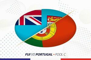 rúgbi Combine entre fiji e Portugal, conceito para rúgbi torneio. vetor