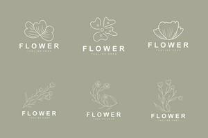 floral logotipo, folhas e flores botânico jardim vetor, floral Projeto do vida vetor