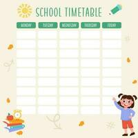 plano costas para escola calendário com uma criança vetor